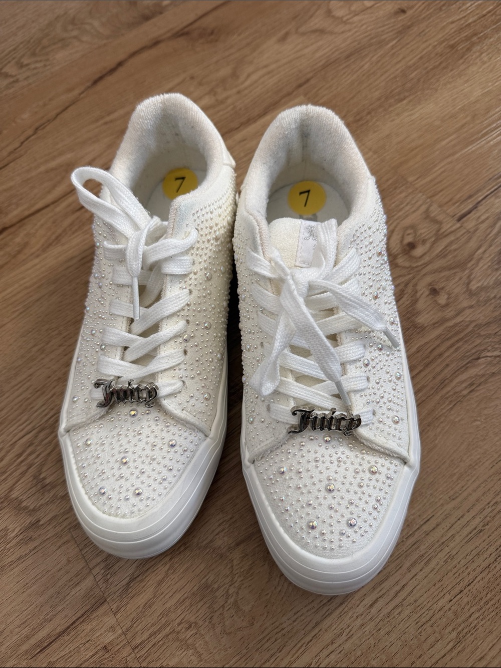 Juicy Couture White Crystal-Studded Women's Sneakers
